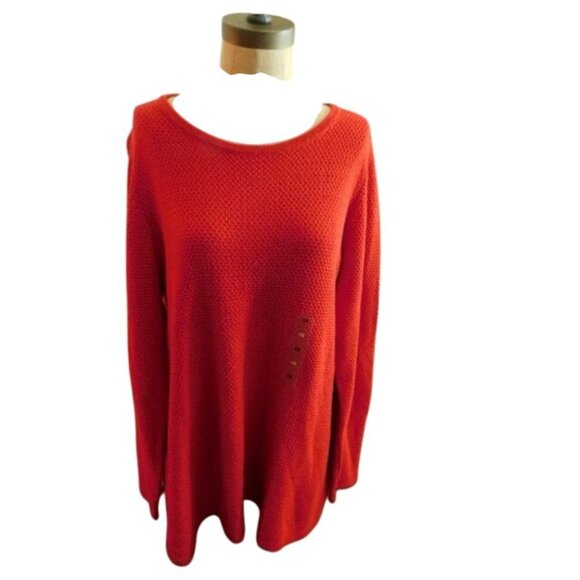 Macy's Charter Club Size 1X Plus Size Red Knit Sweater Top NWT - Picture 2 of 3